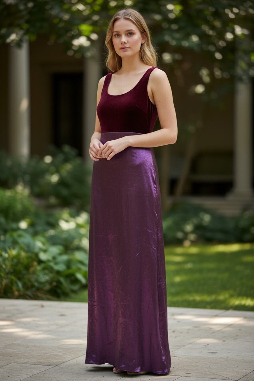 Wimzigoth Purple Velvet and Satin Dress